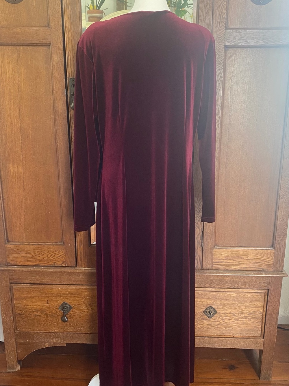 Vintage Coldwater Creek Burgundy Velvet Maxi Dress L Dark Romantic 90s - Picture 9 of 10